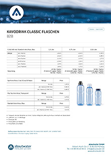 B2B price list Kavodrink Classic - bottles &amp; caps