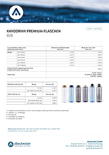 B2B price list Kavodrink Premium - bottles &amp; caps