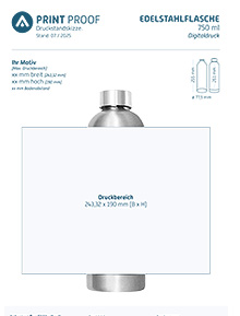 Druckstandskizze Edelstahlflasche 750ml Digitaldruck