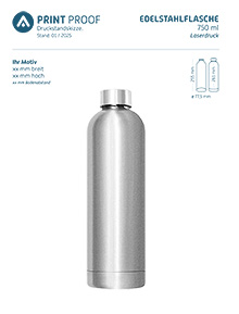 Druckstandskizze Edelstahlflasche 750ml Laserdruck