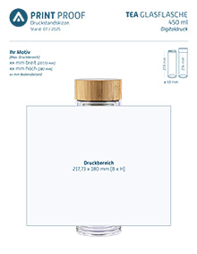 Druckstandskizze Teeflasche 450ml Digitaldruck